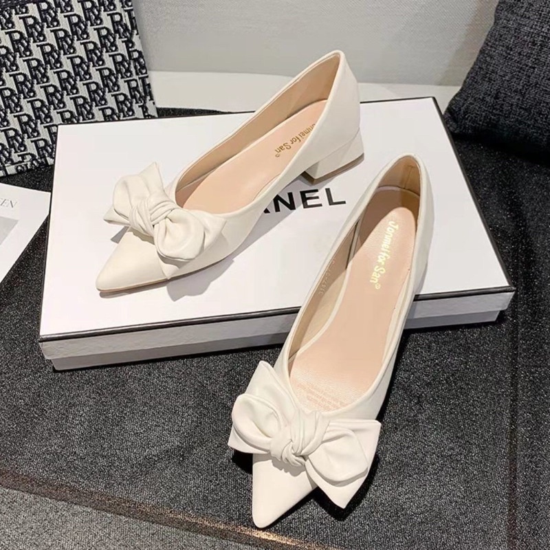 Giầy da nữ gót thấp 3P kiểu dáng phong cách Hàn Quốc thời trang hiện đại trẻ trung Ulzzangshop520