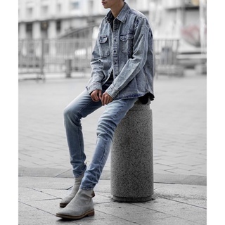 Quần jean nam slim-fit màu xanh nhạt - Quần jean nam đẹp co giãn cao cấp Thesix Studio [5678]
