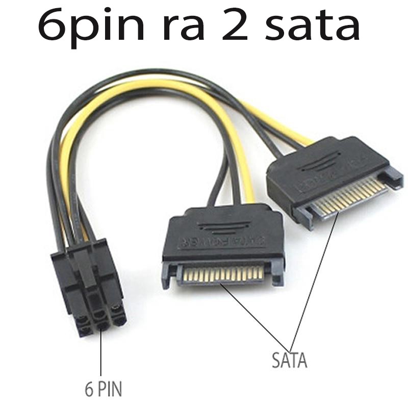 Cáp chuyển nguồn 2 SATA sang 1 đầu 6PIN cho VGA Card màn hình 20Cm