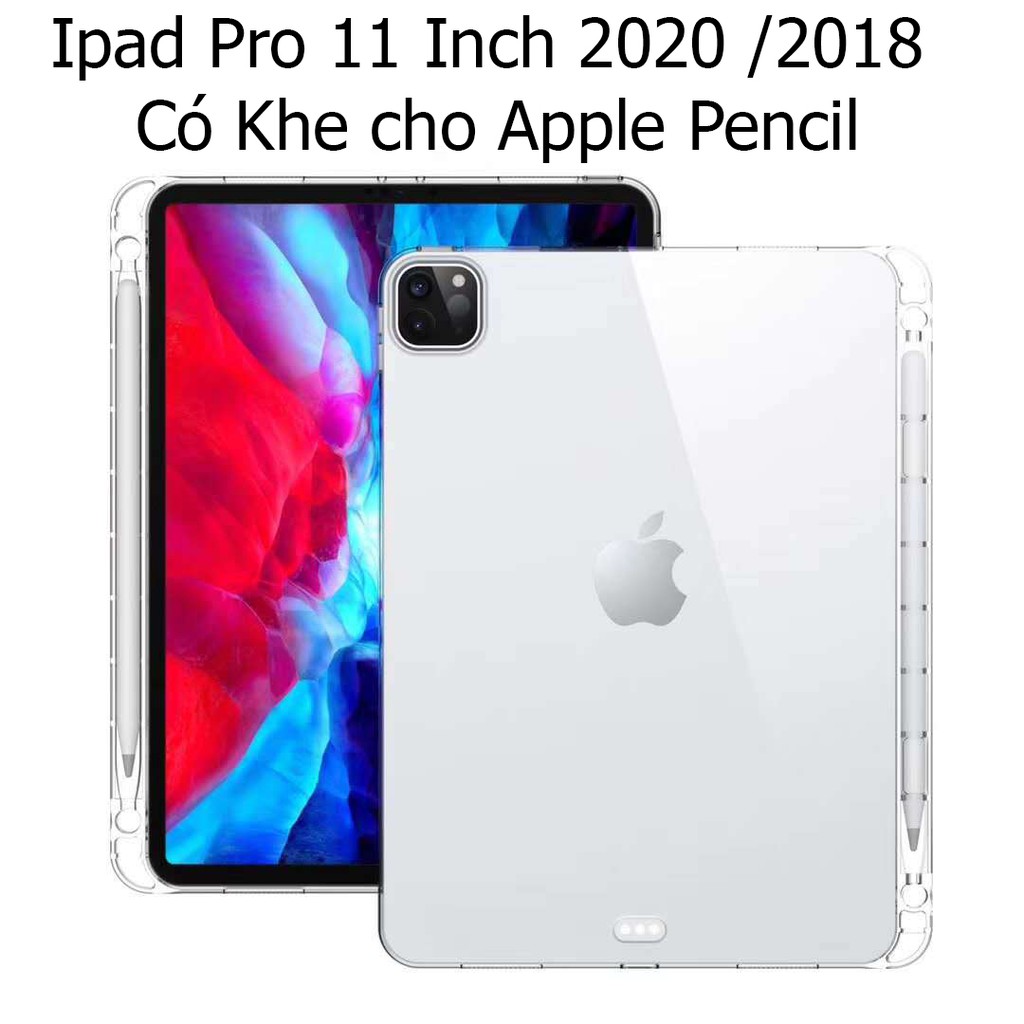 Case Ốp Lưng Ipad Pro 11 Inch 2020 Chống Sốc Trong Có Khe cho Apple Pencil