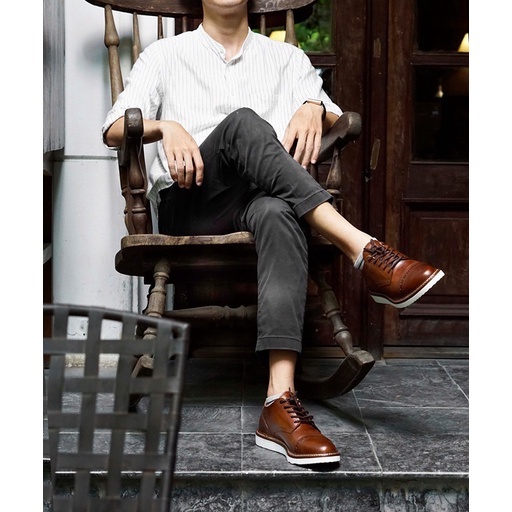 [CAO CẤP] Giày da nam công sở màu nâu COLE HAAN HM mũi tròn Đế bánh mì Phong cách văn phòng đường phố bụi bặm BH 1 năm