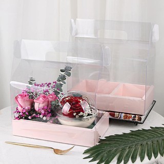 Set quà hộp mica kèm hộp cầu 390ml . màu hồng.