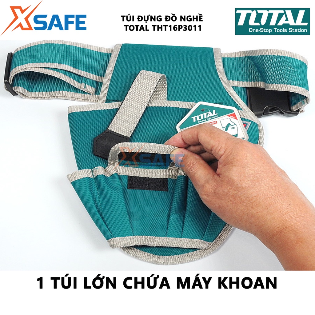 Túi đựng đồ nghề TOTAL THT16P3011 Giỏ đựng công cụ kích thước L290×W190mm chất liệu polyeste 600D, 1 túi lớn 5 túi nhỏ