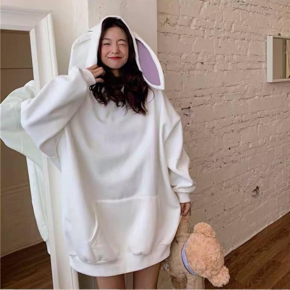 [ Mã FAMAYWA2 giảm 10K đơn 50K] Áo khoác hoodie nỉ tai thỏ form rộng nhiều màu xinh xắn AK05 | BigBuy360 - bigbuy360.vn