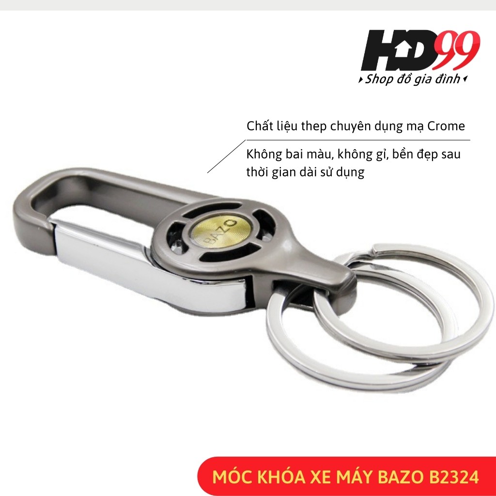 Móc khóa Ô tô Xe máy BAZO B2323 | Chất liệu Thép chuyên dụng mạ Crome sáng bóng, phong cách cổ điển, lịch lãm