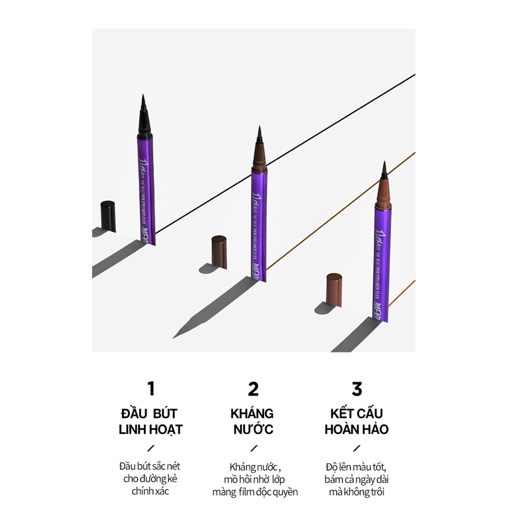 Bút Kẻ Mắt Nước Nét Mảnh, Sắc Nét, Lâu Trôi Merzy Bite The Beat Pen Eyeliner Flex 0.6g