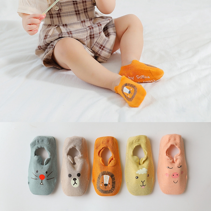 Set 5 Đôi Vớ Cotton Chống Trượt Cho Bé Sơ Sinh