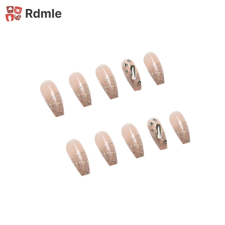 Set 24 Móng Tay Giả Đính Đá Sáng Bóng Có Thể Tháo Rời Thời Trang