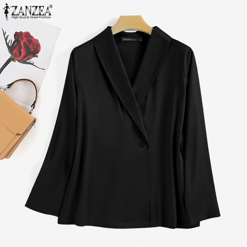 Áo kiểu Zanzea tay dài cổ bẻ cài nút thời trang dành cho nữ