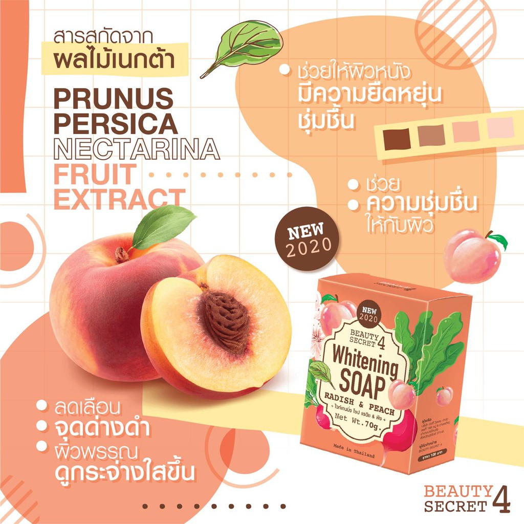 01 Xà Bông Phục Hồi & Trắng Da Whitening Soap Radish & Peach 70gram Thái Lan | BigBuy360 - bigbuy360.vn