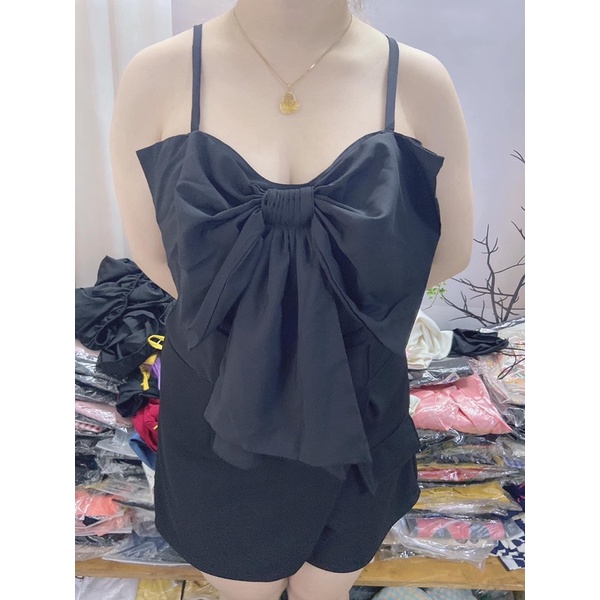 Áo 2 dây đính nơ trước ngực nữ bigsize (Ảnh mẫu chụp tại shop)