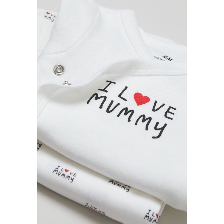 Set 2 bộ bodysuit Bodychip dài tay I love Mummy HM H&amp;M_hàng chính hãng authentic