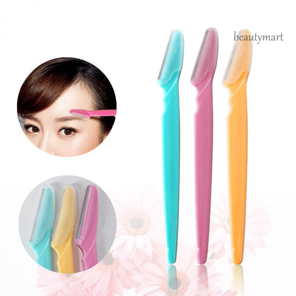 [Hàng mới về] Set 3 dao cạo lông mày với lưỡi inox dùng để tỉa lông ở lông mày/mặt