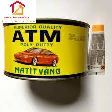 BẢ MATIT / MASTIC VÀNG ATM BỘT TRÉT 2THÀNH PHẦN LON 1KG, LÀM BÓNG CHE LỒI LÕM SẮT, GỖ