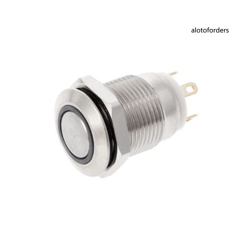 Công Tắc Nhấn Bằng Kim Loại Có Đèn Led 12mm 3a / 220v Dc