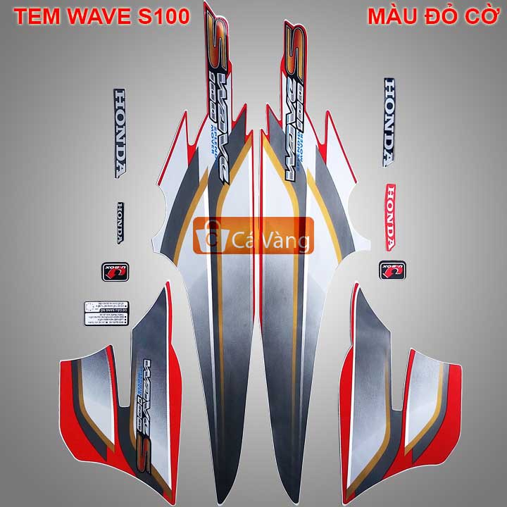 Tem xe máy Wave S100 LOẠI 3 lớp, TEM Như Zin - MÀU ĐỎ CỜ