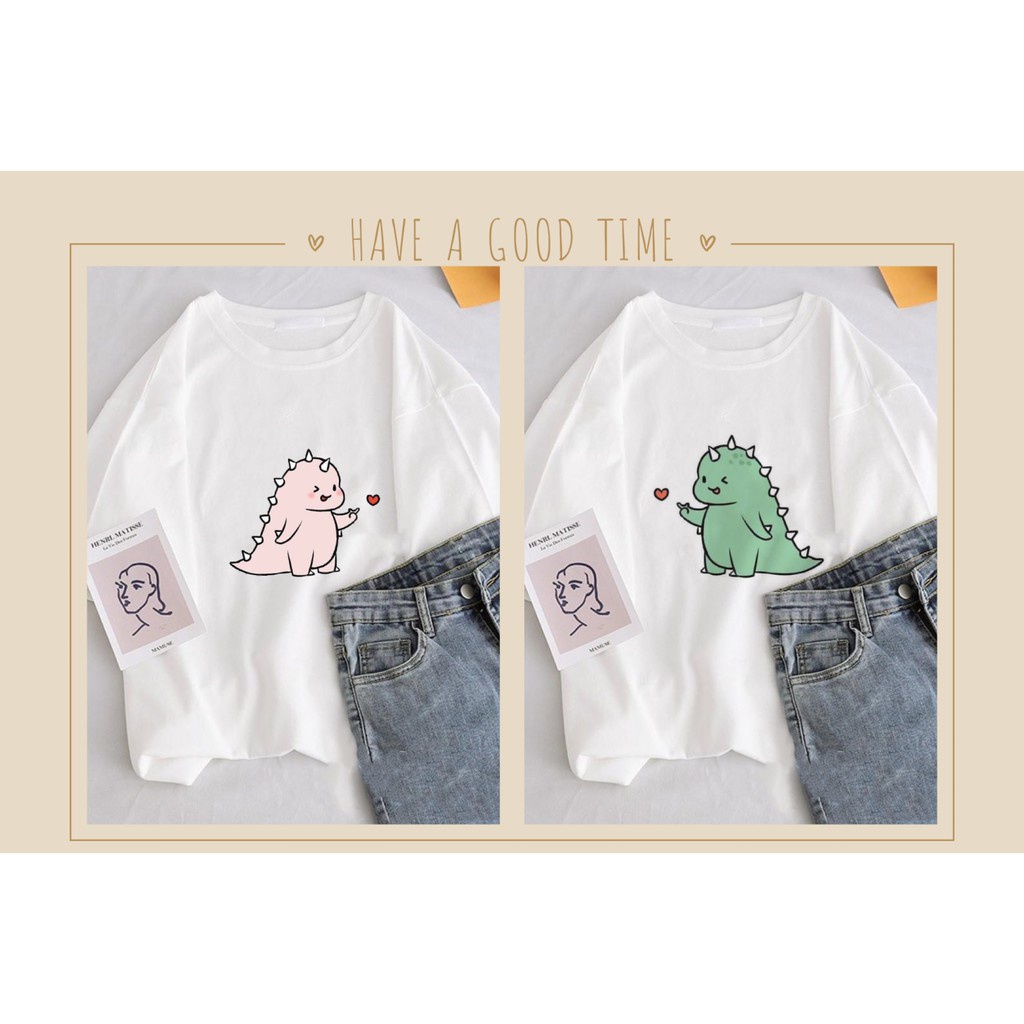 ÁO THUN ÁO PHÔNG HÌNH KHỦNG LONG CUTE COUPLE CAO CẤP