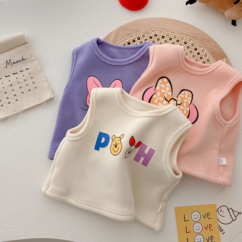 Áo không tay giữ ấm họa tiết hoạt hình đáng yêu dành cho bé