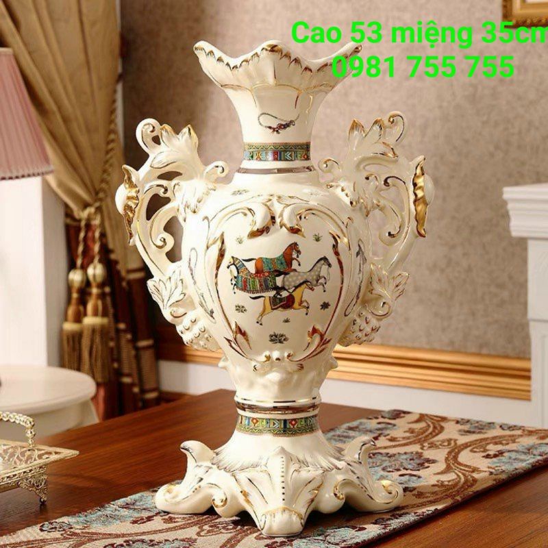 Lọ Hoa Decor- Bình hoa gốm sứ Giang Tây cao cấp mạ Vàng( ảnh Thật )