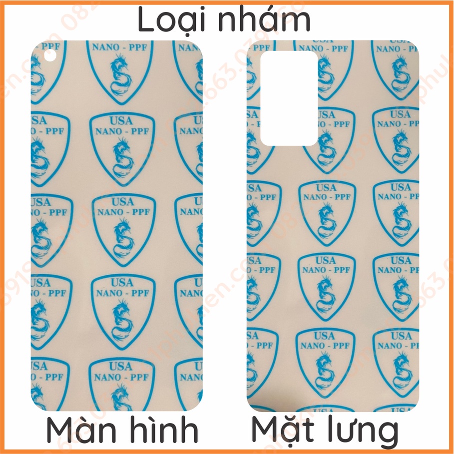 Dán PPF Oppo A76 / A96 loại trong, nhám dành cho màn hình, mặt lưng, mặt lưng bo viền
