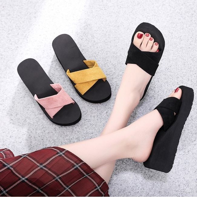 Dép bánh mì tăng chiều cao 6,5cm thời trang nữ chống trơn trượt, nhẹ êm chân DN36