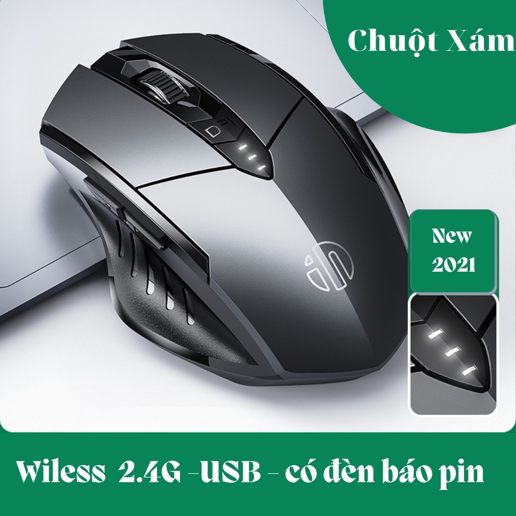 CHÍNH HÃNG-Chuột Không Dây Bluetooth, Wireless 2.4G Inphic PM6 Có Pin Sạc–Chuột Chống Ồn Bấm Siêu Êm Không Cần Thay Pin