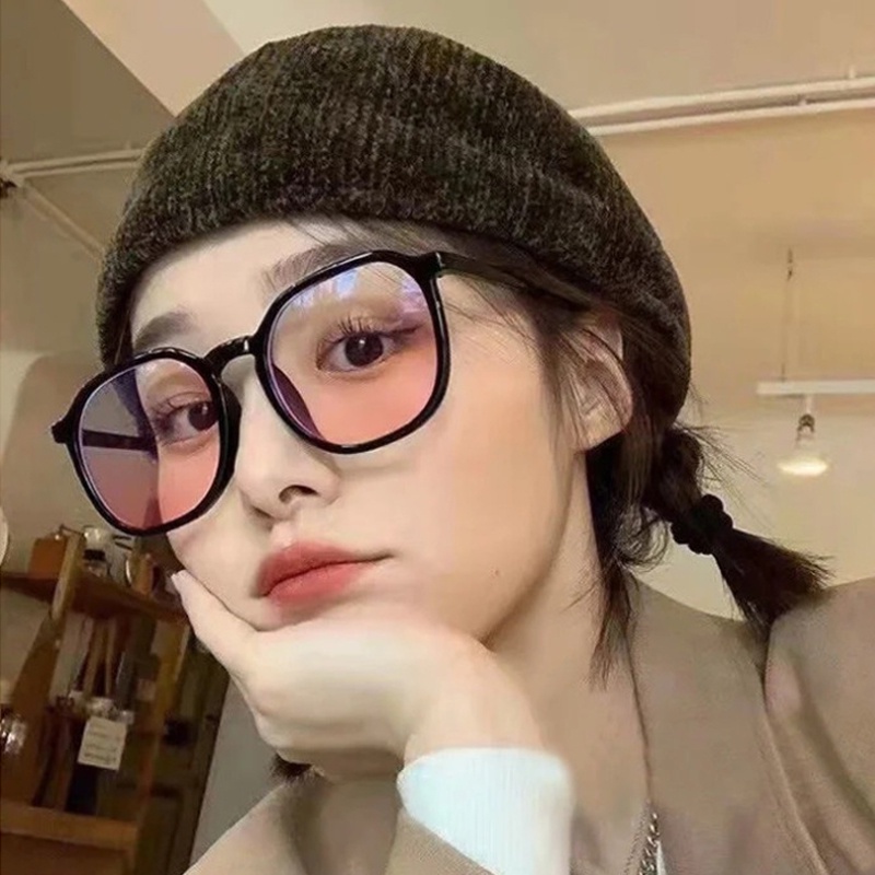 【Hàng Có Sẵn】Kính Mát Màu Đen Trơn Hình Oval Cho Nữ