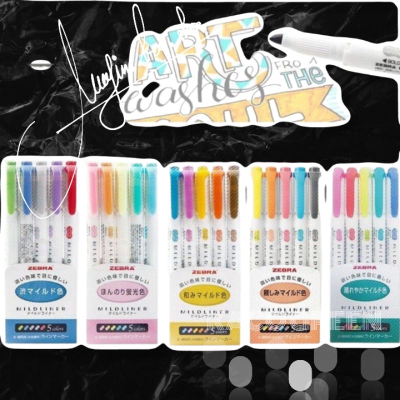 Bút đánh dấu 2 đầu highlight Zebra Mildliner, Set 5 bút ( Hành chính hãng)