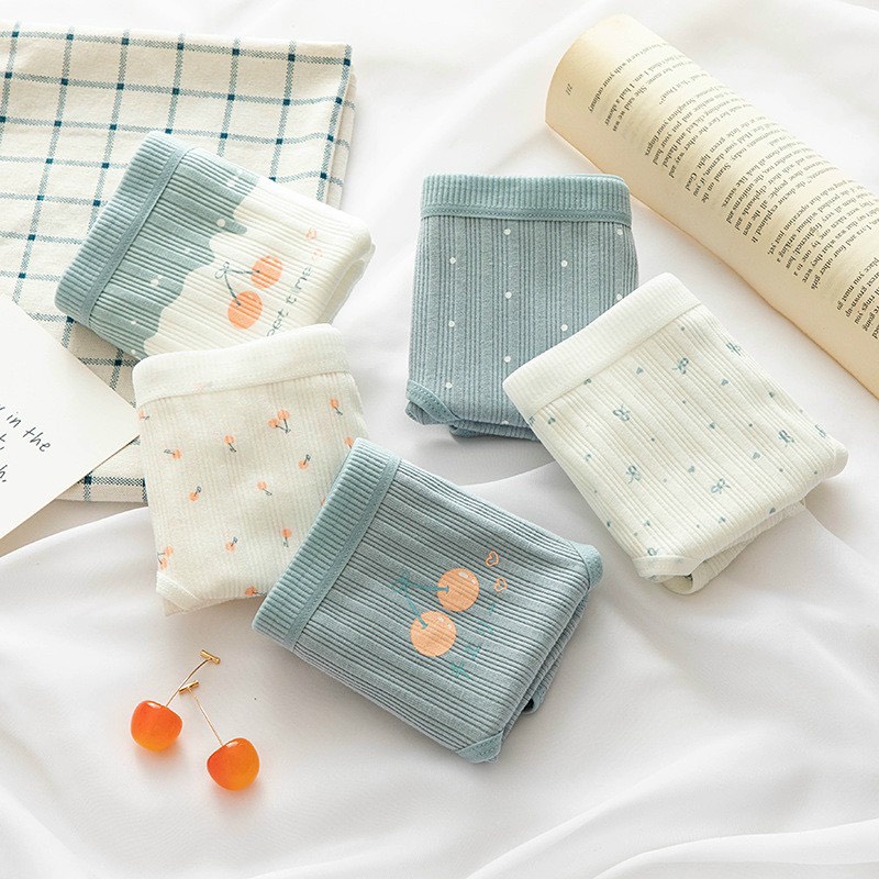 Quần Lót Nữ Cotton Cherry Xanh Dễ Thương Kháng Khuẩn Mềm Mịn 122850