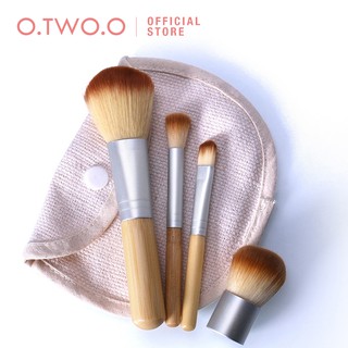 Bộ 4 Cọ Trang Điểm O.TWO.O Cán Gỗ Tre Dùng Để Tán Kem Nền Tiện Dụng