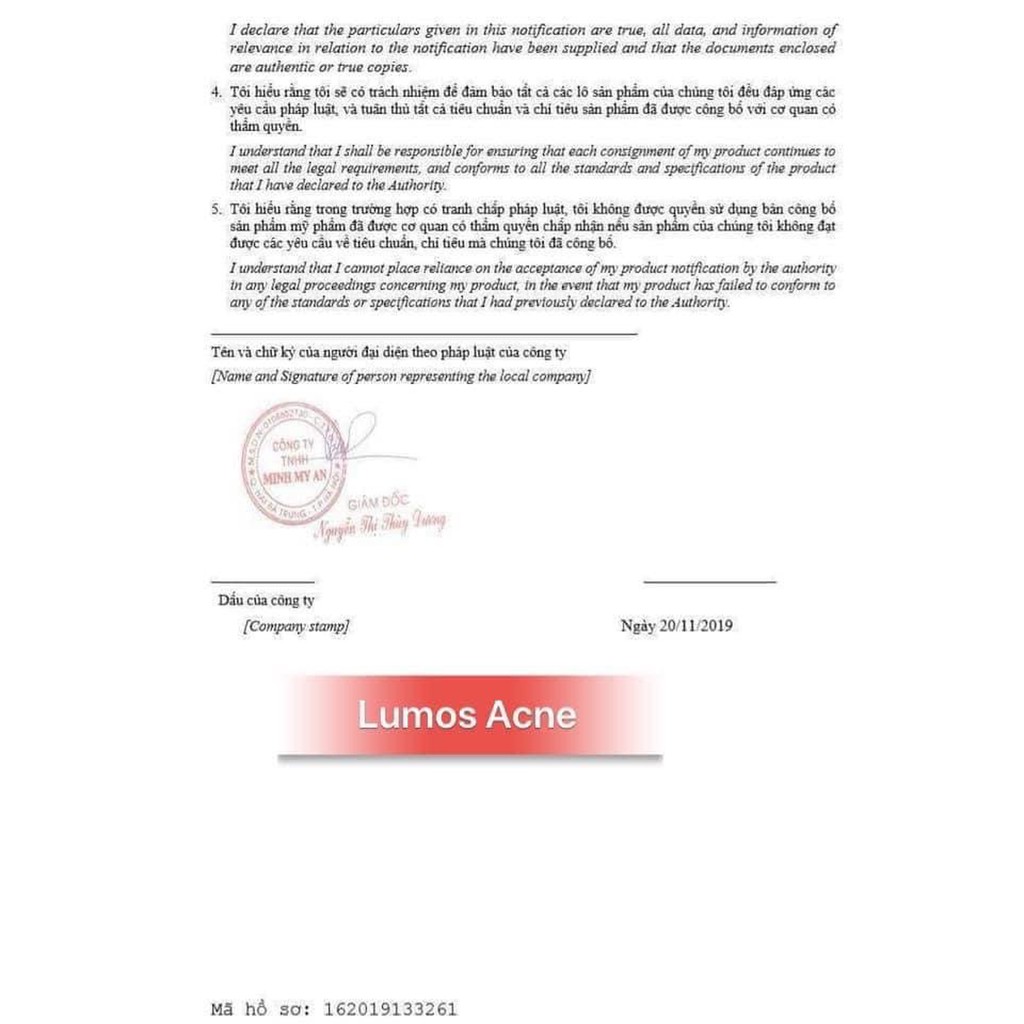 Serum LUMOS ACNE 5ml Ngăn Ngừa Mụn Hiệu Quả