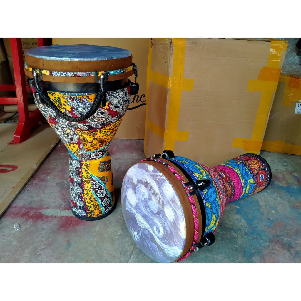 Trống Djembe bọc vải nghệ thuật phong cách châu phi 12 inch