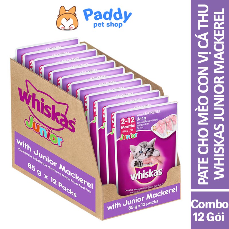 Combo Pate Whiskas Cho Mèo Con Vị Cá Thu 80g