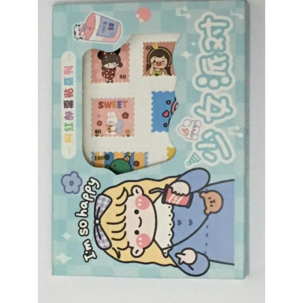 1 HỘP -12 TẤM STICKER TEM THƯ TRANG TRÍ SỔ TAY ĐỒ LƯU NIỆM