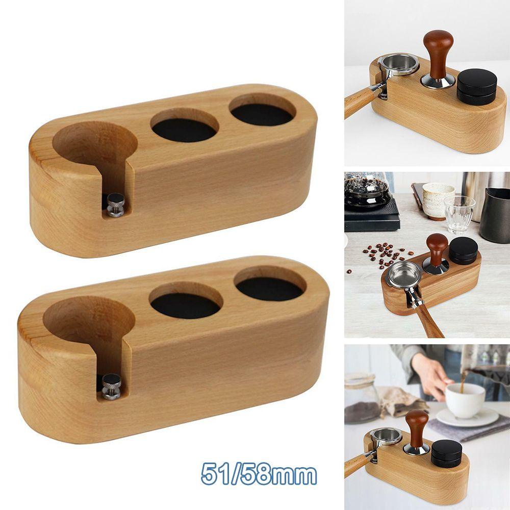 Giá Đỡ Máy Pha Cà Phê Espresso Bằng Gỗ Ba Lỗ Chống Trượt