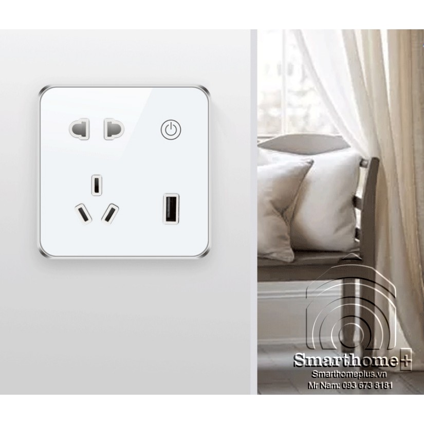 Ổ Cắm Wifi Âm Tường Hình Vuông Tuya ZS2-EU