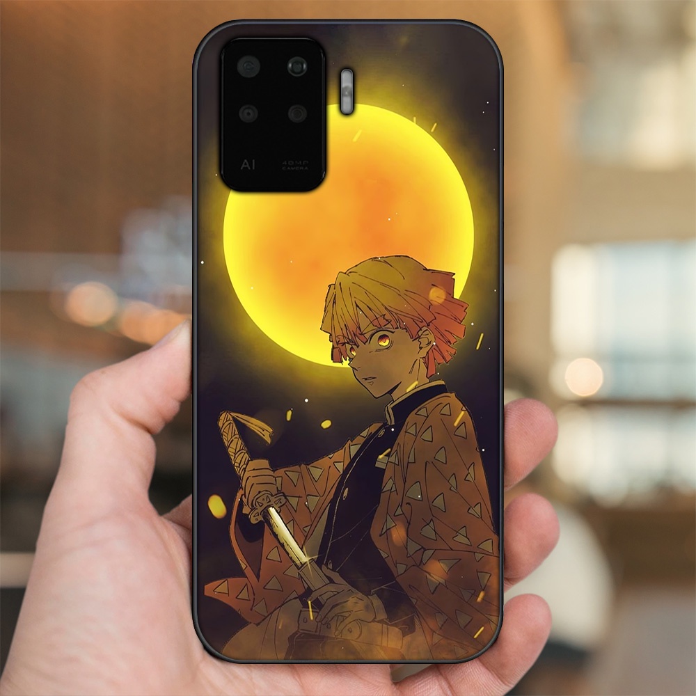 Ốp lưng Oppo A94 viền đen in hình Zenitsu Kimetsu no Yaiba