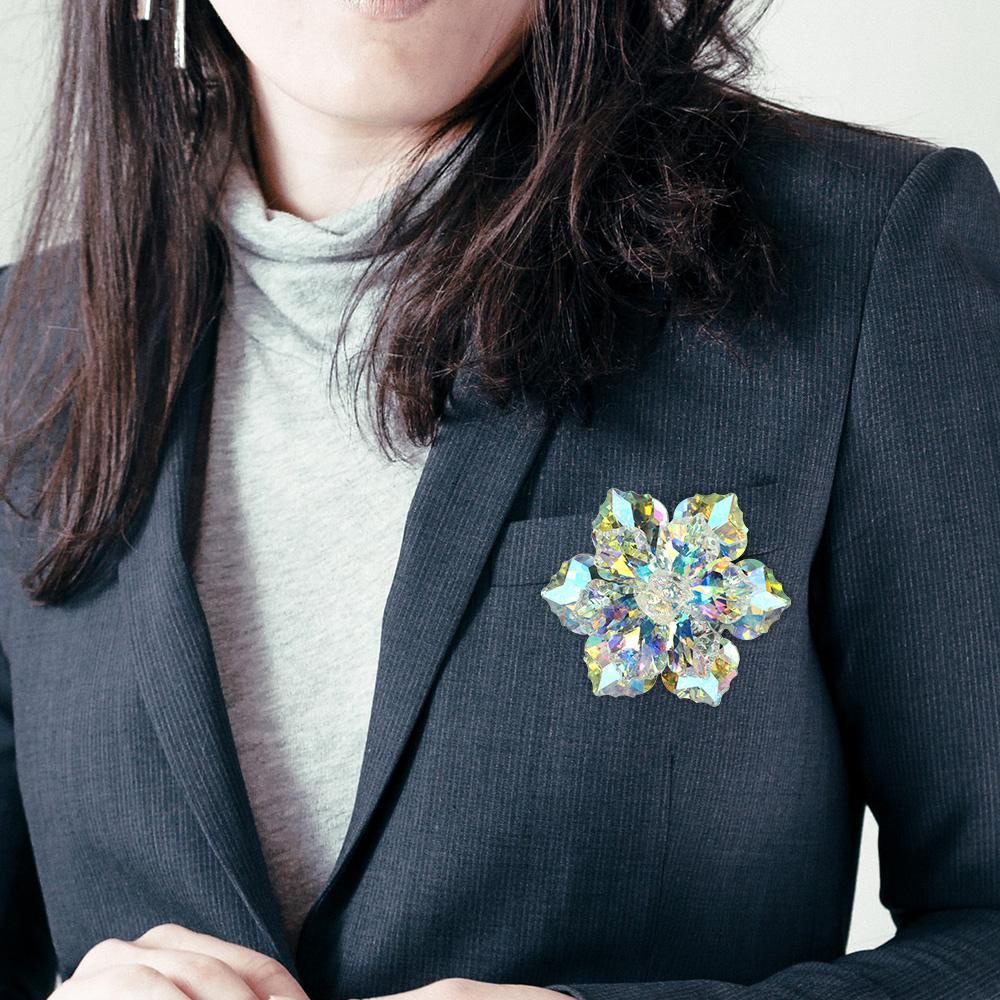 MELODG Ghim Cài Áo Hình Hoa Sen Đính Pha Lê Lấp Lánh Thời Trang