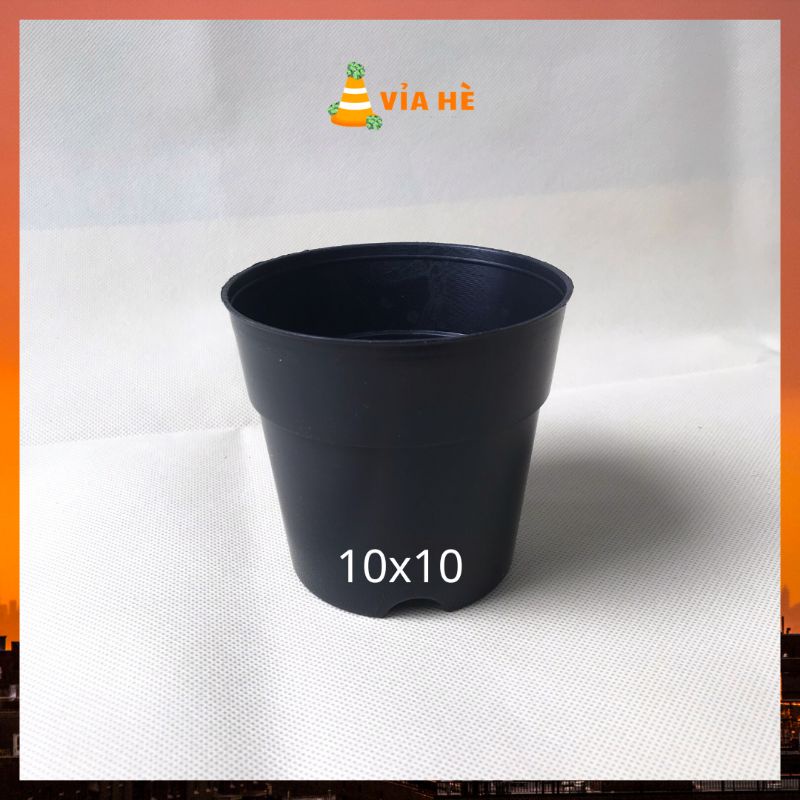 Chậu nhựa đen cứng tròn 10x10TH trồng sen đá xương rồng cây kiểng lá