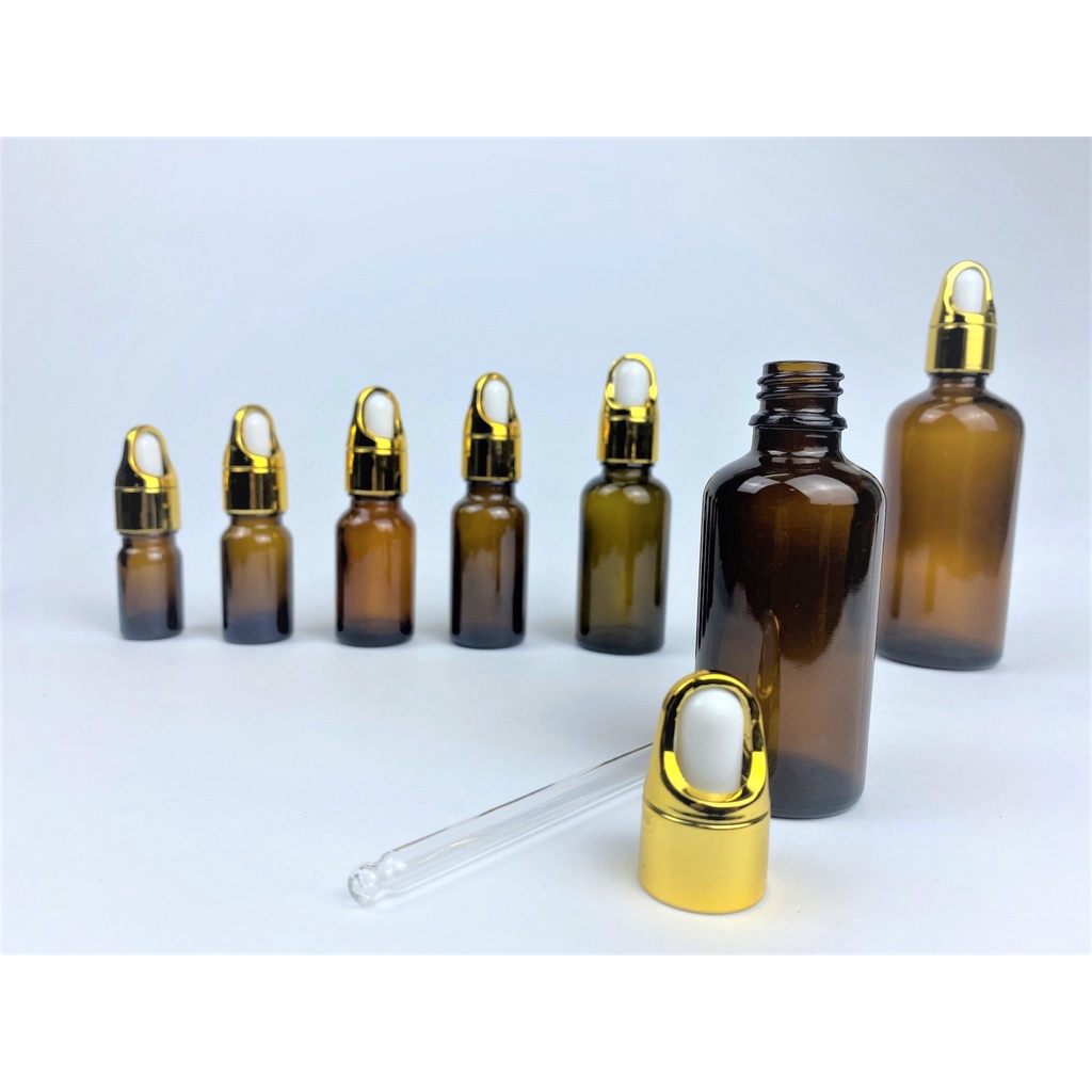 Lọ đựng serum thủy tinh nâu nắp bóp cải tiến 5ml/10ml/15ml/20ml/30ml/50ml/100ml [Giá sỉ/lẻ]