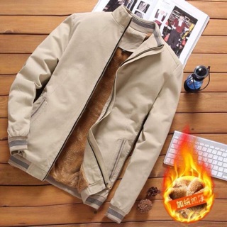 Áo bomber kaki nam lót lông