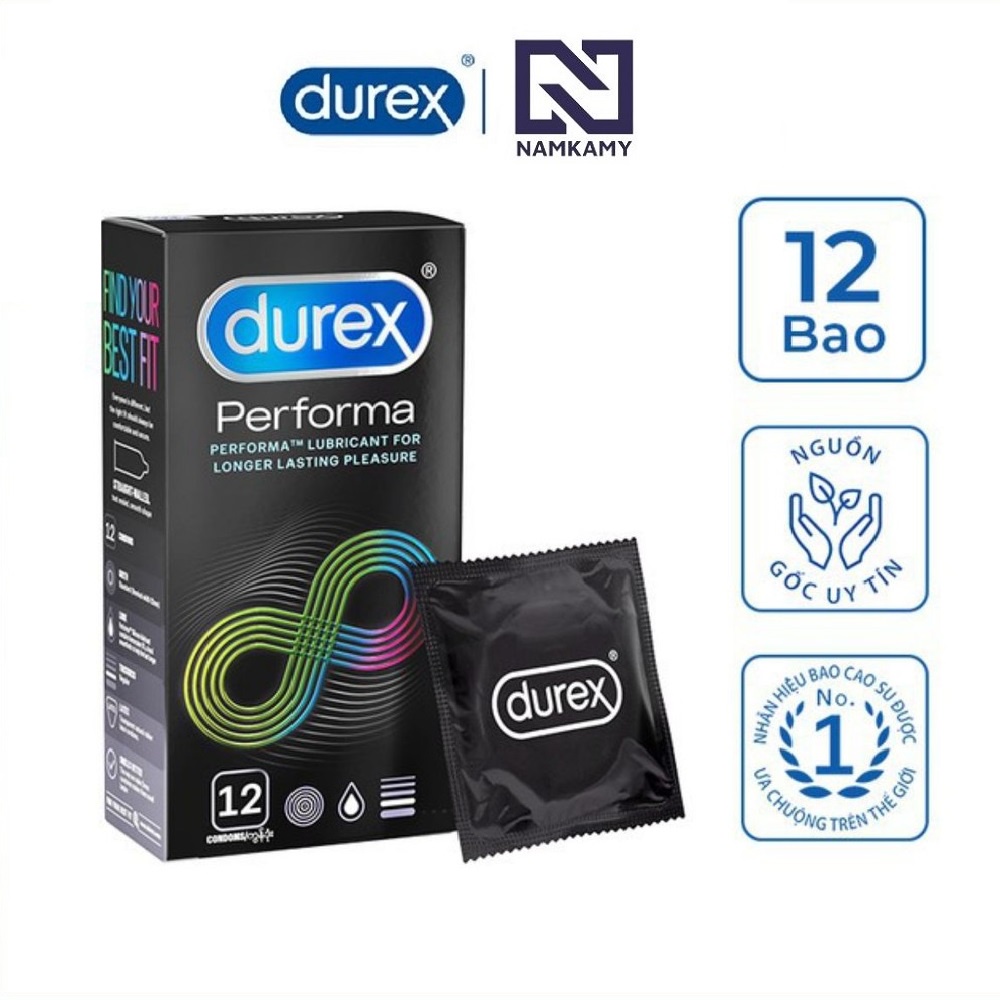 Bao cao su Durex Performa, bao cao su Durex siêu mỏng, bcs kéo dài thời gian quan hệ hộp 12 bao NAMKAMY BS41