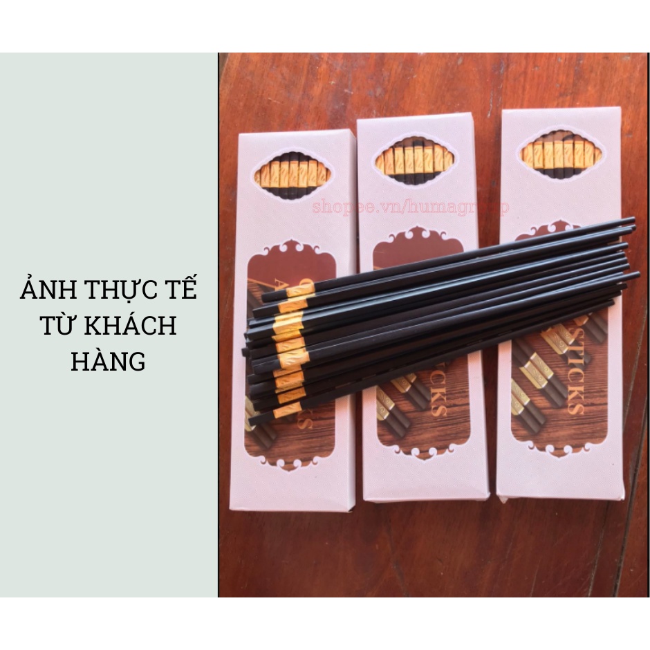 Bộ 10 Đôi Đũa Ăn Cơm Mạ Vàng Hàn Quốc – Đũa Ăn Cao Cấp Chống Mốc, Chống Trượt