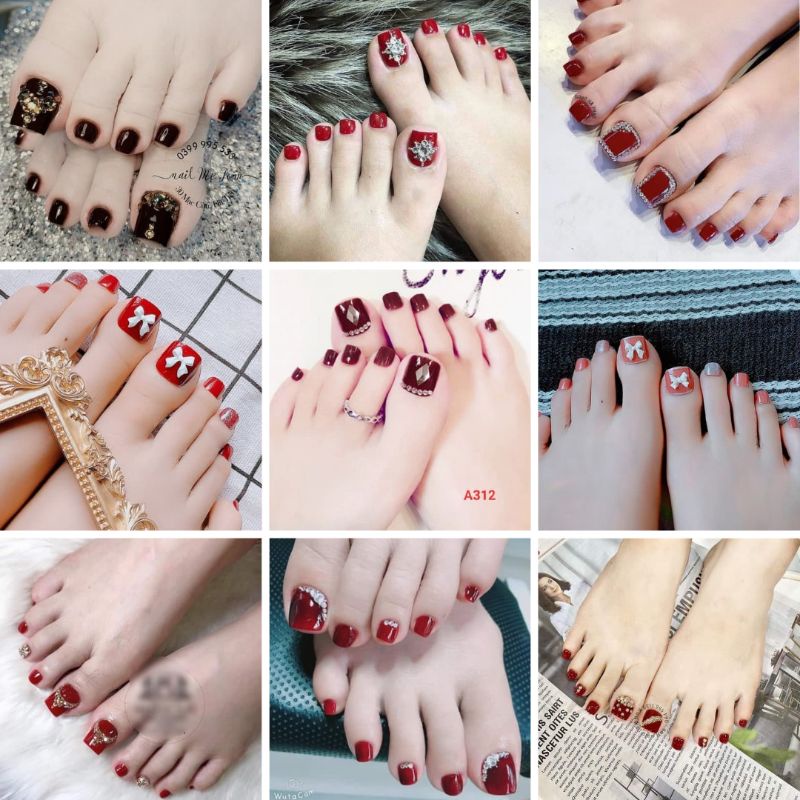Móng chân giả kèm keo belly bộ 24 móng chân giả