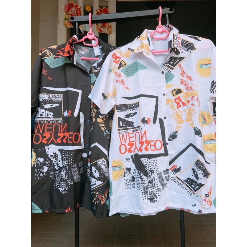 Áo sơ mi unisex họa tiết siêu chất (đen trắng) | BigBuy360 - bigbuy360.vn