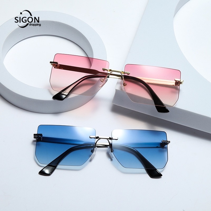 Kính Mát Gọng Vuông Không Viền Màu Gradient Thời Trang Đường Phố Cho Nam Và Nữ