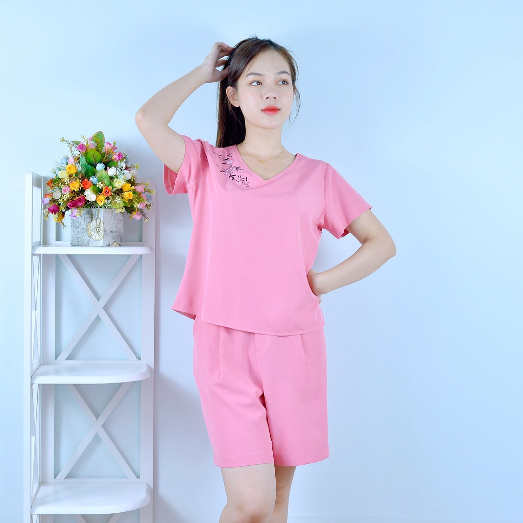 Bộ đồ nữ MÀU HỒNG ĐẬM IN HOA VAI SIÊU XINH   - vải lụa cao cấp - Cực Kì Sang Chảnh - Qúy phái