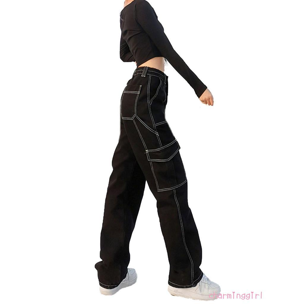 Quần Dài Jean Ống Rộng Thời Trang Cá Tính Cho Nữ