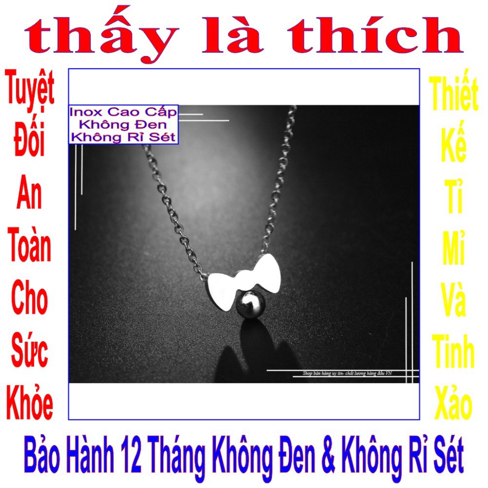 Dây chuyền cho bé mặt chiếc nơ xinh xắn treo bi - An toàn cho trẻ - Cam kết 1 đổi 1 nếu hoen , gỉ sét