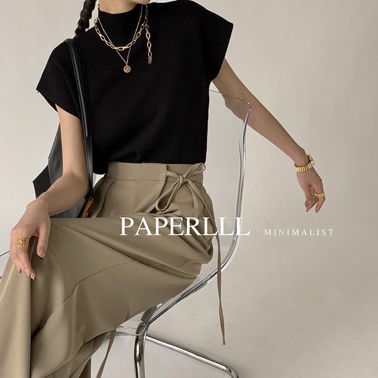 Áo dệt kim cổ cao sát nách thời trang cho nữ